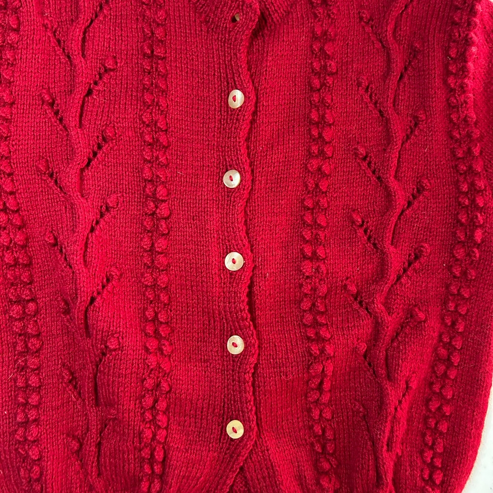 Vintage North of New York Women's Red Knit Cardigan medium - Picture 2 of 5